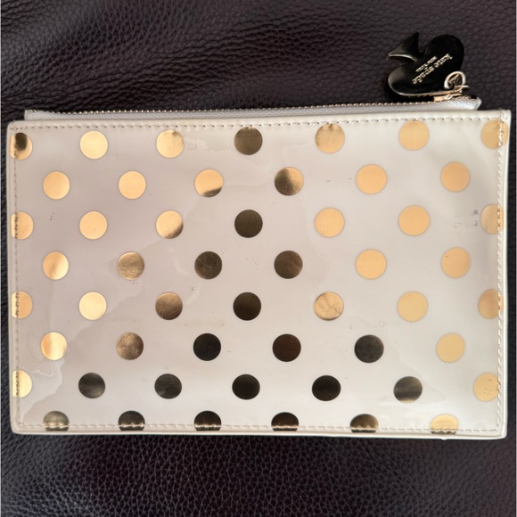 KATE SPADE, pencil/cosmetic pouch, tan/gold, W8.5”xH5.5” - Picture 2 of 6